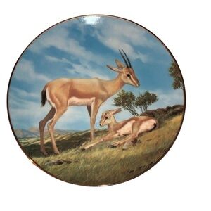 The Slender Horned Gazelle Bradford Exchange Plate In Original Box